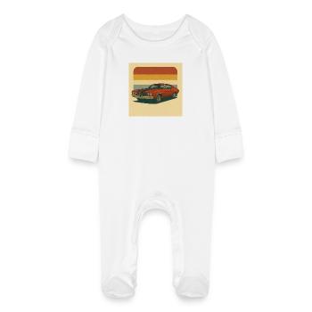 Muscle Car Vintage Design Rétro - Grenouillère bio avec gants Bébé - blanc - Devant