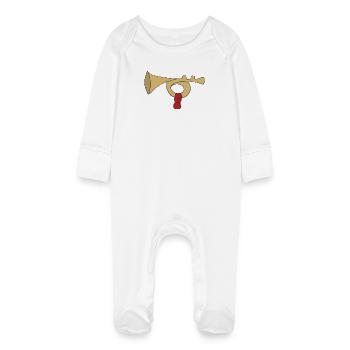 Vintage Trombone with Red Handle - Baby Organic Sleepsuit with Scratch Mitts - white - Front