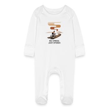 No Stress Just Spokes Cycling Art - Baby Organic Sleepsuit with Scratch Mitts - white - Front