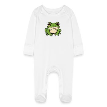 Grenouille - Grenouillère bio avec gants Bébé - blanc - Devant