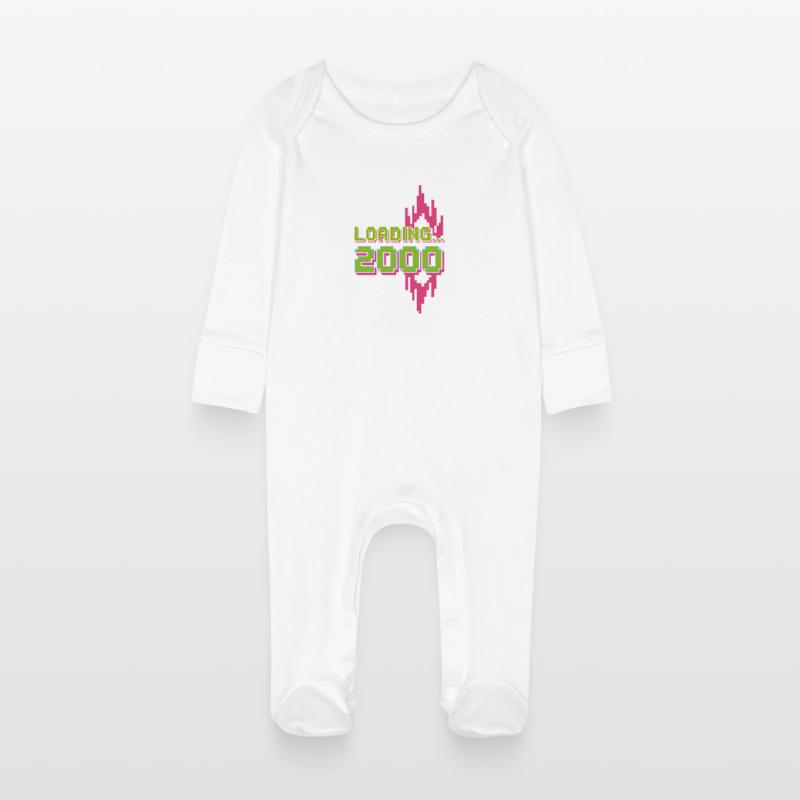 Retro Pixel Loading 2000 Design Baby Bio-Schlafanzug mit Kratzhandschuhen