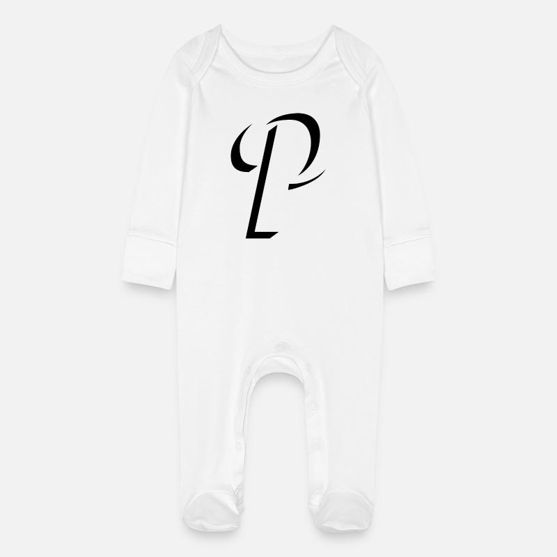 Letter P, Name, der Buchstabe P - Baby Bio-Schlafanzug mit Kratzhandschuhen - Weiß