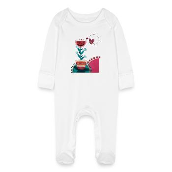 Colourful summer - Baby Organic Sleepsuit with Scratch Mitts - white - Front