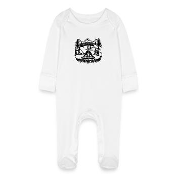 Schwingfest_1_black - Baby Organic Sleepsuit with Scratch Mitts - white - Front
