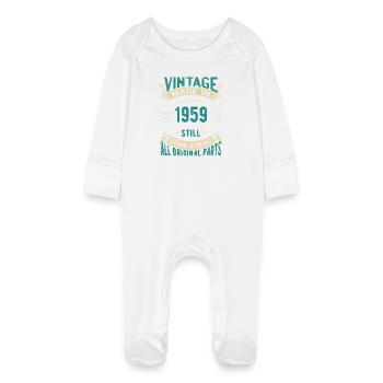 Insigne rétro appliqué vintage 1959 - Grenouillère bio avec gants Bébé - blanc - Devant