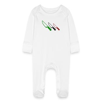 Italian flag knife - Baby Organic Sleepsuit with Scratch Mitts - white - Front