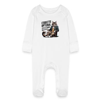 Etikette-optionale Fancy Cat - Baby Bio-Schlafanzug mit Kratzhandschuhen - Weiß - Vorne