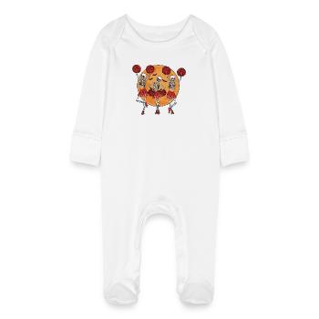Filles squelettes dansantes avec des pompons - Grenouillère bio avec gants Bébé - blanc - Devant
