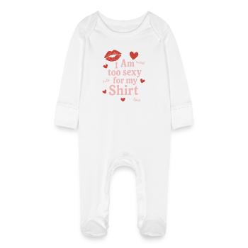 Playful confident emphasis - Baby Organic Sleepsuit with Scratch Mitts - white - Front