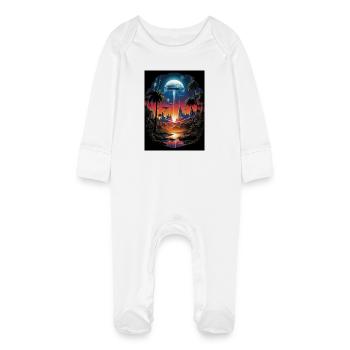 Colourful futuristic - Baby Organic Sleepsuit with Scratch Mitts - white - Front