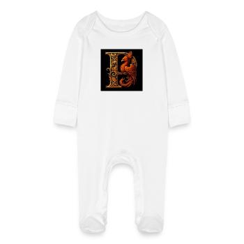 P – Magic Ornament with Phoenix - Baby Organic Sleepsuit with Scratch Mitts - white - Front
