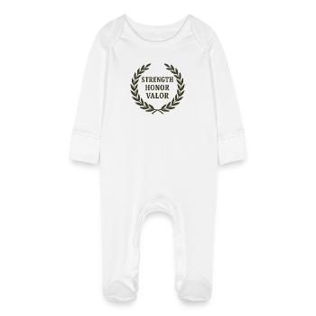 Honorable Victory Morale Plaque - Baby Organic Sleepsuit with Scratch Mitts - white - Front
