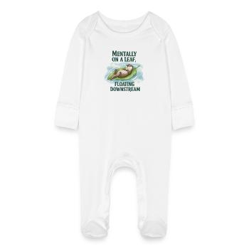 Recovery Chiller Saying Mental Health - Baby Organic Sleepsuit with Scratch Mitts - white - Front