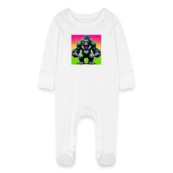 gorilla - Baby Organic Sleepsuit with Scratch Mitts - white - Front