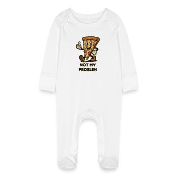 Pizza Party Humor Motivational Motif - Baby Organic Sleepsuit with Scratch Mitts - white - Front