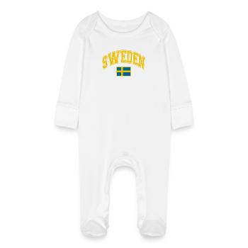 Drapeau de la Suède - Grenouillère bio avec gants Bébé - blanc - Devant