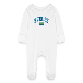 Drapeau de la Suède - Grenouillère bio avec gants Bébé - blanc - Devant