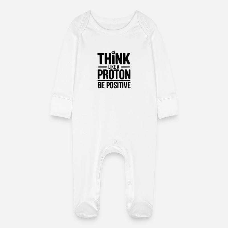 Pensez comme un proton Soyez positif - Grenouillère bio avec gants Bébé - blanc