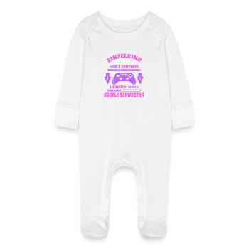 Einzelkind Complete - Loading Große Schwester 2026 - Baby Bio-Schlafanzug mit Kratzhandschuhen - Weiß - Vorne