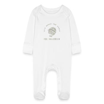 Halloween Zombie Scream Design - Baby Organic Sleepsuit with Scratch Mitts - white - Front