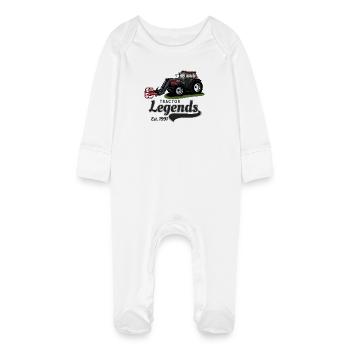 Traktor Legends Vintage Print - Baby Organic Sleepsuit with Scratch Mitts - white - Front
