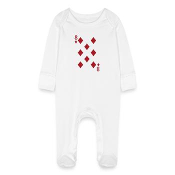 Motif de carte 8 motif à carreaux sur les vêtements - Grenouillère bio avec gants Bébé - blanc - Devant