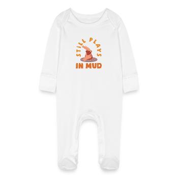 Pottery Lover: Still Playing in the Mud - Baby Organic Sleepsuit with Scratch Mitts - white - Front