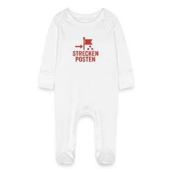 Balise avec drapeau et points - Grenouillère bio avec gants Bébé - blanc - Devant