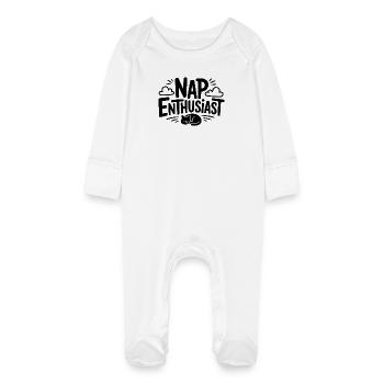 Nap Enthusiast - Baby Organic Sleepsuit with Scratch Mitts - white - Front