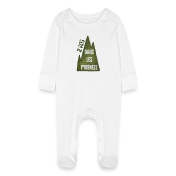 Je Vais Dans Les Pyrénées - Montagne Verte - Grenouillère bio avec gants Bébé - blanc - Devant