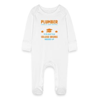 Chauffagiste Plombier Plombier de construction chauffage - Grenouillère bio avec gants Bébé - blanc - Devant