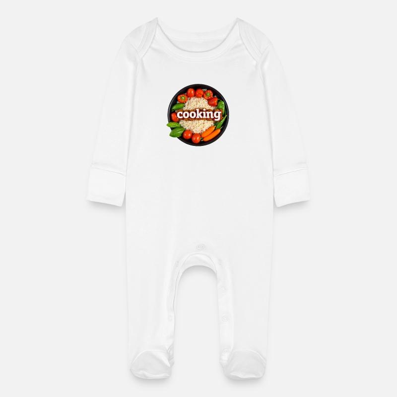 Kulinarisches Kochen mit Frischem Gemüse - Baby Bio-Schlafanzug mit Kratzhandschuhen - Weiß