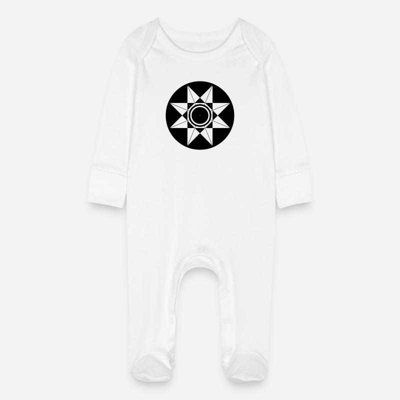 Celestial Star Schematic - Baby Organic Sleepsuit with Scratch Mitts - white