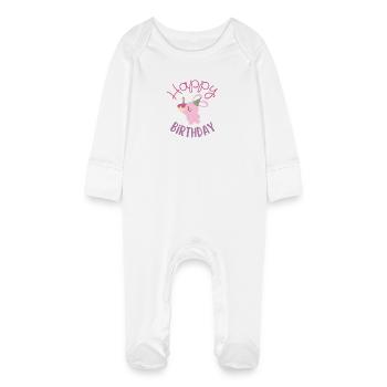 Happy birthday  - Grenouillère bio avec gants Bébé - blanc - Devant