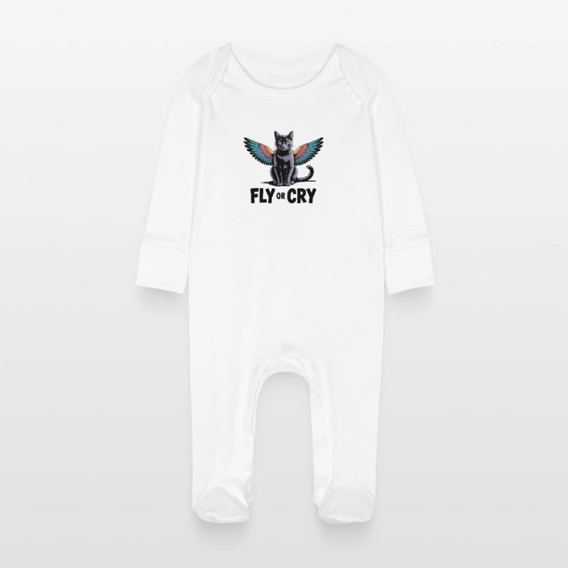 Fliege oder rufe Katze Baby Bio-Schlafanzug mit Kratzhandschuhen