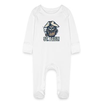 St.Pauli Kiez Hamburg Totenkopf Sankt Pauli - Baby Organic Sleepsuit with Scratch Mitts - white - Front