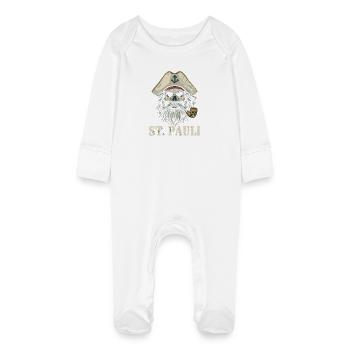 St.Pauli Kiez Hamburg Totenkopf Sankt Pauli - Baby Organic Sleepsuit with Scratch Mitts - white - Front