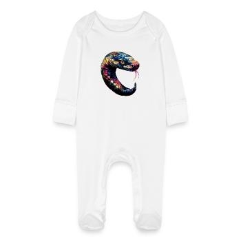 snake, python, cobra, rattlesnake, snakes - Baby Organic Sleepsuit with Scratch Mitts - white - Front