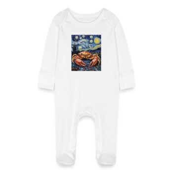 Crabe style Van Gogh étoilé - Grenouillère bio avec gants Bébé - blanc - Devant