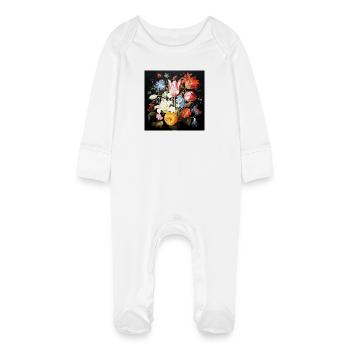 Bouquet de fleurs de style baroque Maîtres anciens flamands - Grenouillère bio avec gants Bébé - blanc - Devant