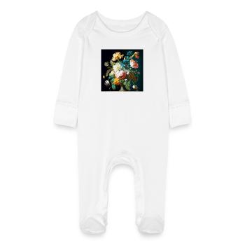 Bouquet d’art amalfitain baroque style flamand - Grenouillère bio avec gants Bébé - blanc - Devant