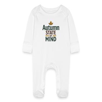 Autumn State of Mind - Herbst Spruch - Baby Organic Sleepsuit with Scratch Mitts - white - Front