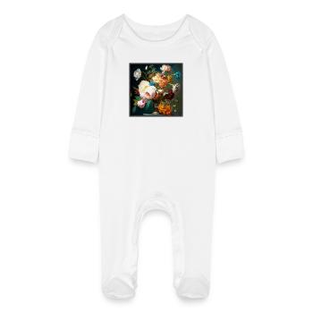 Composition florale de style baroque Peintre flamand - Grenouillère bio avec gants Bébé - blanc - Devant