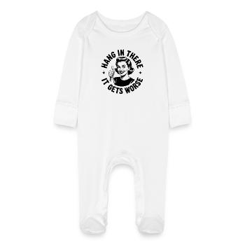Restez à l’écoute, ça empire - Grenouillère bio avec gants Bébé - blanc - Devant
