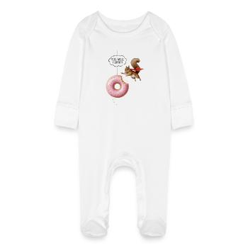 Cute squirrels with donut - Baby Organic Sleepsuit with Scratch Mitts - white - Front
