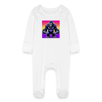 gorilla - Baby Organic Sleepsuit with Scratch Mitts - white - Front