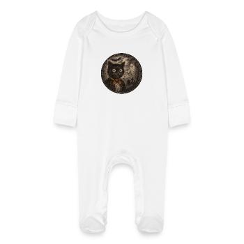 Creepy cats with ghost moon - Baby Organic Sleepsuit with Scratch Mitts - white - Front