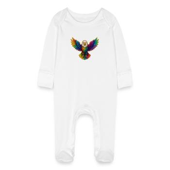 Rainbow Eagle Wing Art - Baby Organic Sleepsuit with Scratch Mitts - white - Front