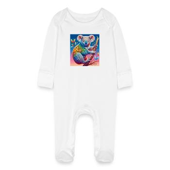 Koala - Baby Bio-Schlafanzug mit Kratzhandschuhen - Weiß - Vorne