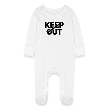 Keep Out Warning Sign - Baby Organic Sleepsuit with Scratch Mitts - white - Front